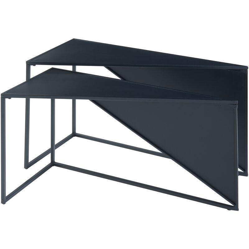 İkili Metal Zigon Sehpa Siyah 74x36x45 cm - 107680