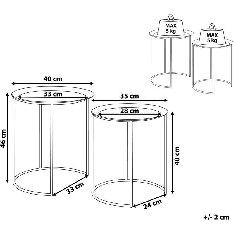 İkili Siyah Metal Zigon Sehpa Yuvarlak 35 cm ve 40 cm - 107111