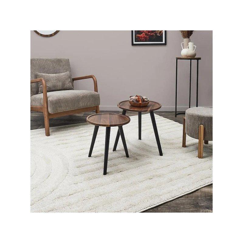 İkili Yuvarlak Ceviz Zigon Sehpa 38 cm ve 33 cm - 106606