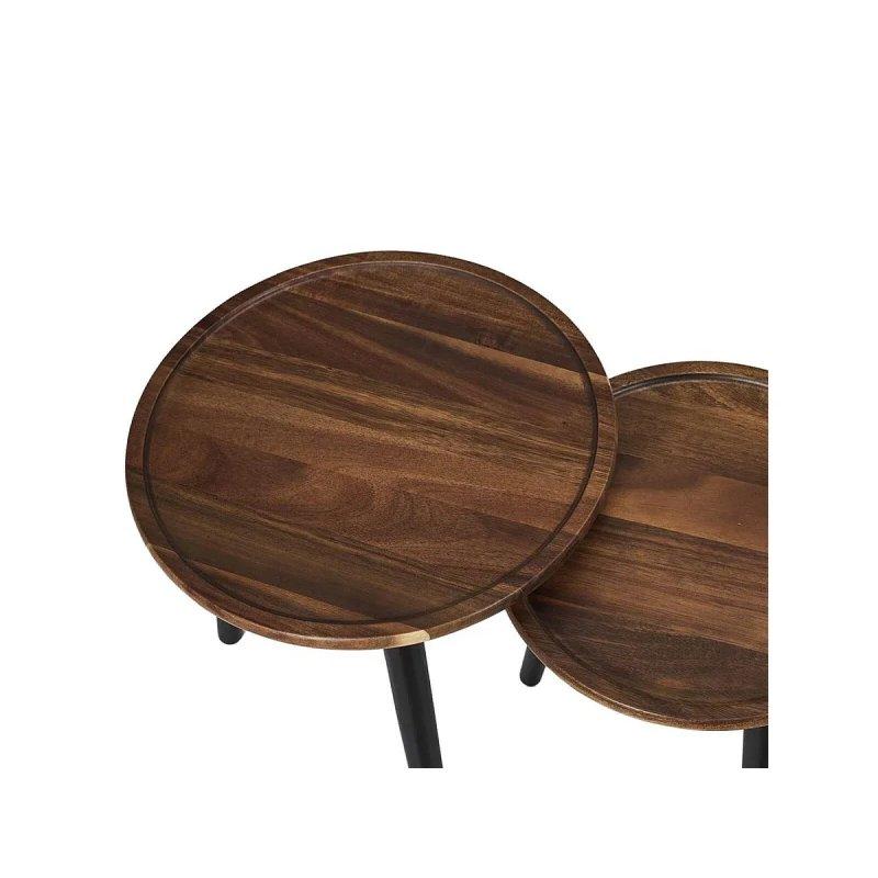 İkili Yuvarlak Ceviz Zigon Sehpa 38 cm ve 33 cm - 106606