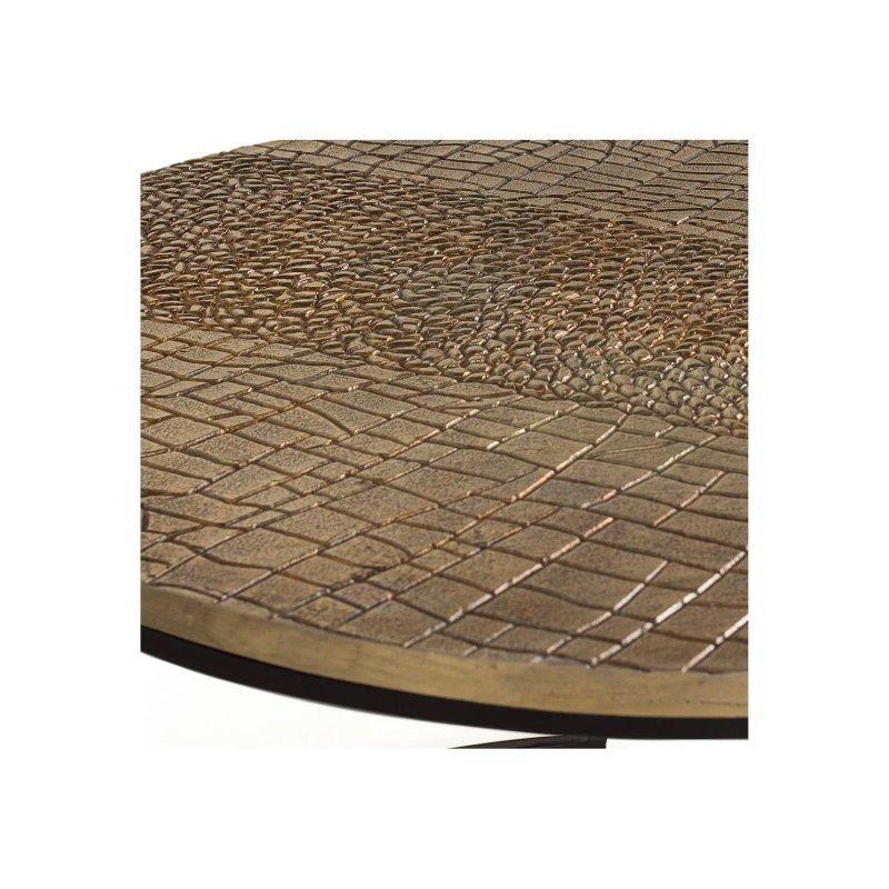 İkili Yuvarlak Metal Zigon Sehpa Bronz Renk 76x45 cm - 106435