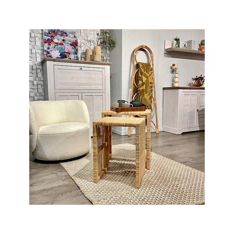 İkili Zigon Sehpa Doğal Rattan 61 cm - 106399