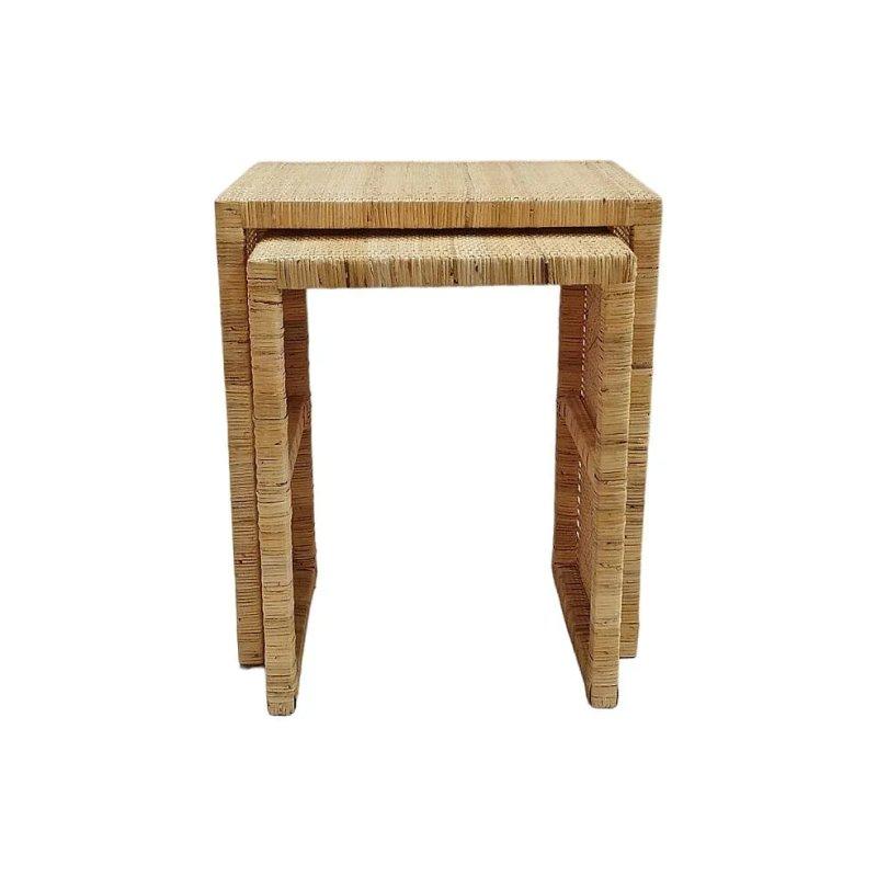 İkili Zigon Sehpa Doğal Rattan 61 cm - 106399