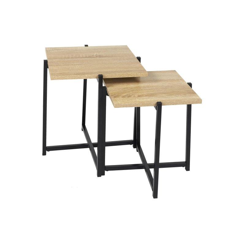 İkili Zigon Sehpa Kahverengi Ahşap Siyah Metal 40 cm - 106684