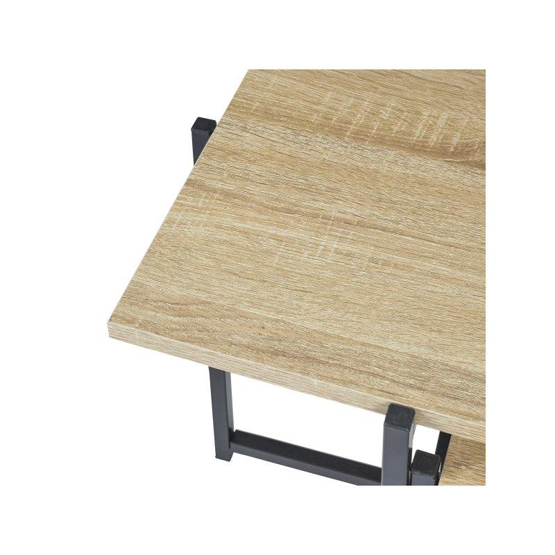 İkili Zigon Sehpa Kahverengi Ahşap Siyah Metal 40 cm - 106684