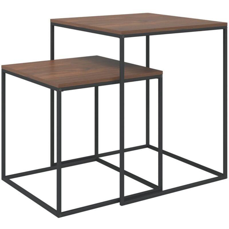 İkili Zigon Sehpa Kahverengi Siyah Metal 40x40x48 cm - 106898