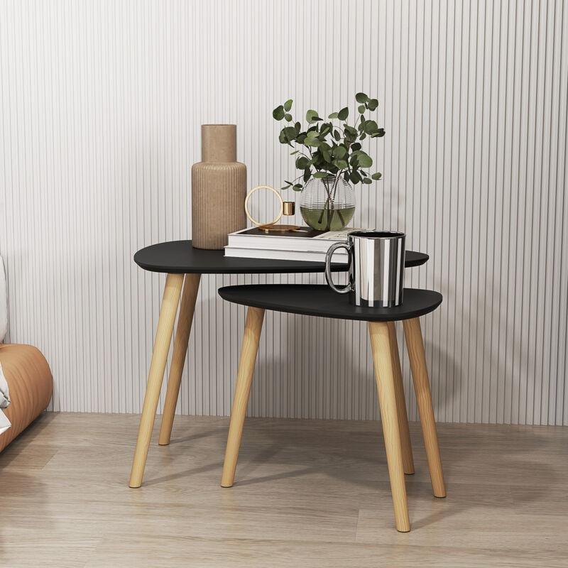 İkili Zigon Sehpa Siyah MDF 60x40x45 cm - 107158