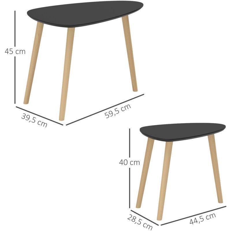 İkili Zigon Sehpa Siyah MDF 60x40x45 cm - 107158