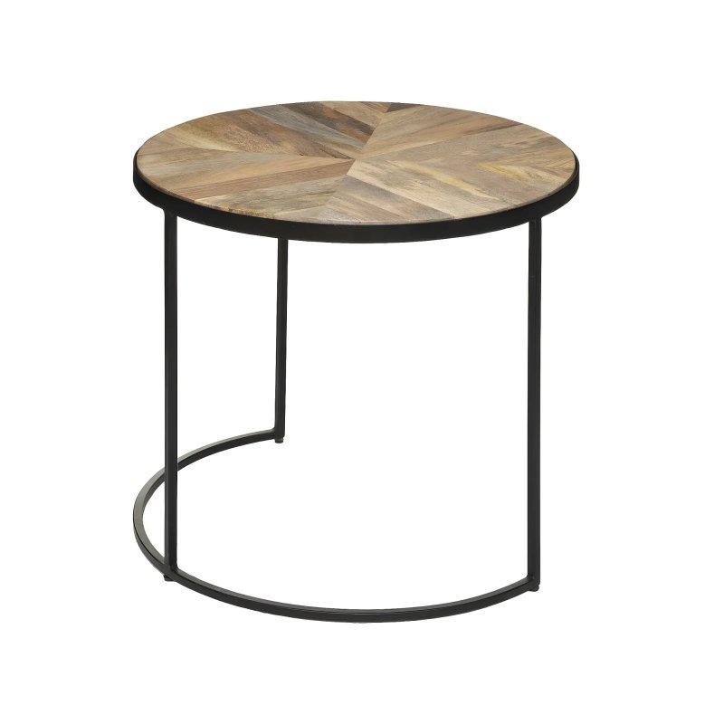 İkili Zigon Sehpa Siyah Metal Ayaklı Mango Ahşap 56 cm - 106120