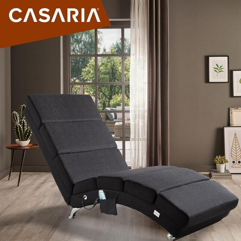 Isıtma ve Masaj Fonksiyonlu Anthracite Kumaş Dinlenme Koltuğu 186x55x89 cm - 108930
