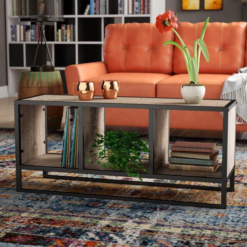 Jamestown Ceviz Rengi Endüstriyel Ahşap ve Metal Ferforje Orta Sehpa 43x19x14 cm - 104299