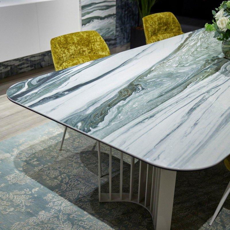 Joplin Seramik Masa 250x125 cm Mermer Desenli Beyaz Seramik Üst - 89374