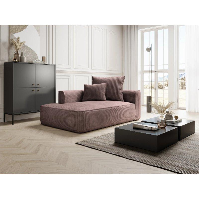 Kadife Fitilli Kumaş Sol Şezlong Dinlenme Koltuğu Mavi-180x115x67 cm - 109910