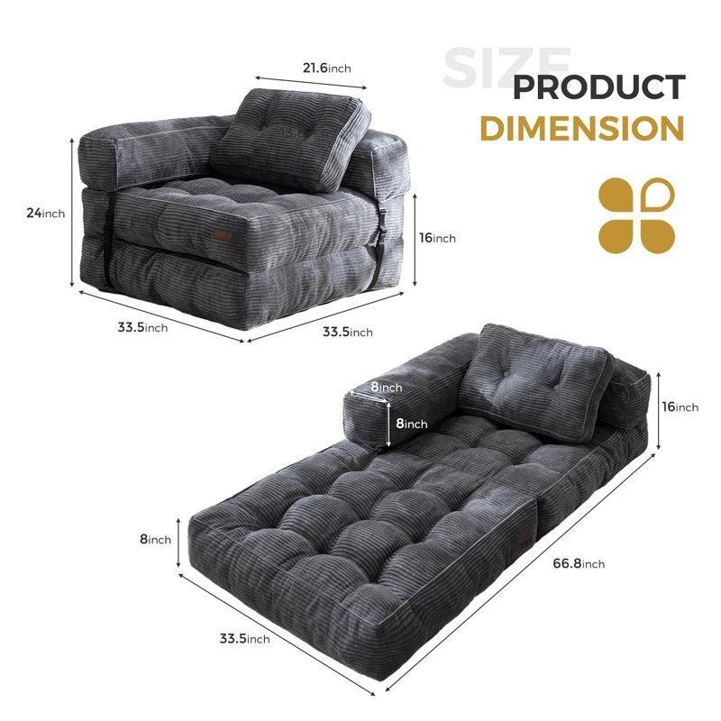 Kadife Kaplamalı Katlanabilir Çocuk Dinlenme Koltuğu-61 x 86 x 86 cm - 109646