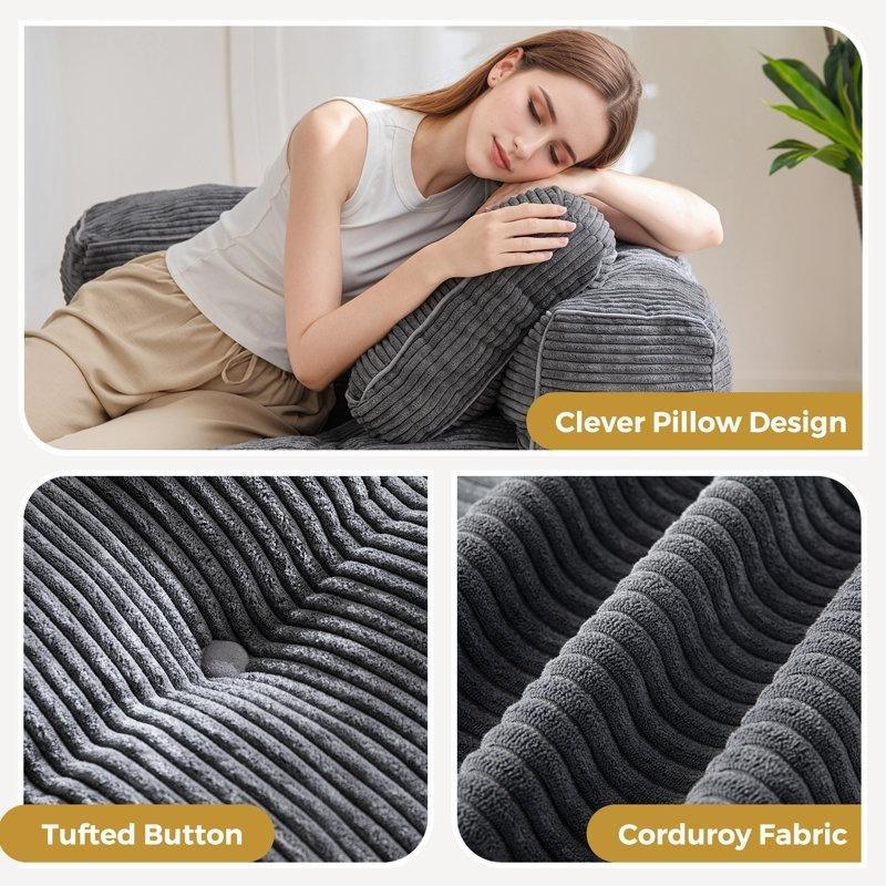 Kadife Kaplamalı Katlanabilir Çocuk Dinlenme Koltuğu-61 x 86 x 86 cm - 109646