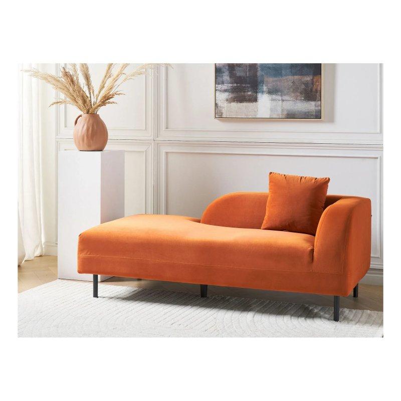 Kadife Kumaşlı Retro Dinlenme Koltuğu Turuncu-170x84x65 cm - 109802
