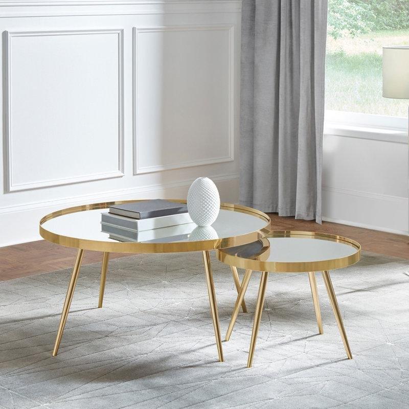 Kaelyn Yuvarlak Aynalı Gömülü Gold Orta Sehpa 35 cm - 105016