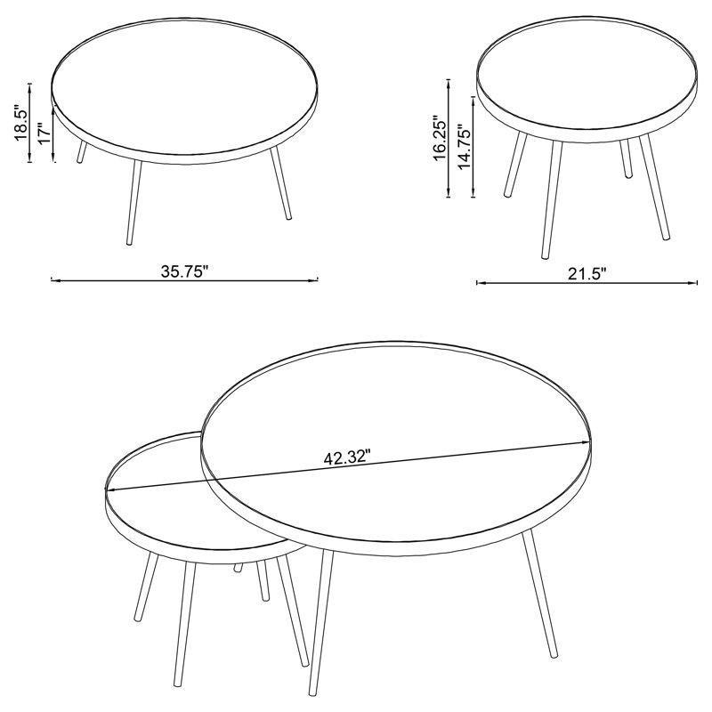 Kaelyn Yuvarlak Aynalı Gömülü Gold Orta Sehpa 35 cm - 105016