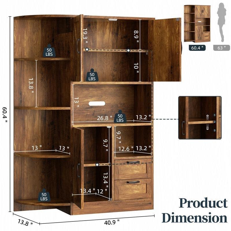 Kahverengi Ahşap Çok Amaçlı Dolap 154x104x35 cm - 92848