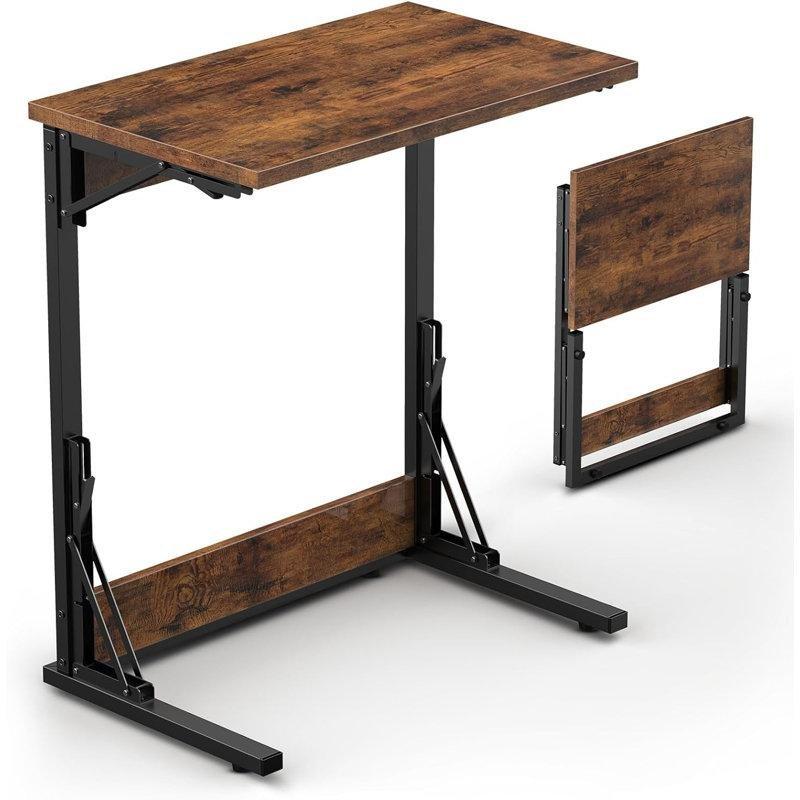 Kahverengi Ahşap Katlanır Ayarlanabilir Ayaklı C Ayaklı Laptop Sehpası-60x38x71 cm - 113268