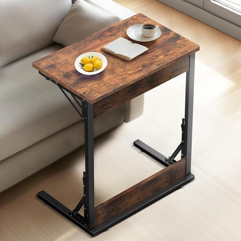 Kahverengi Ahşap Katlanır Ayarlanabilir Ayaklı C Ayaklı Laptop Sehpası-60x38x71 cm - 113268