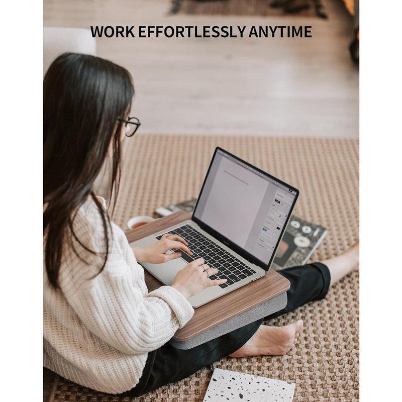 Kahverengi Ahşap Minderli Yükseklik Ayarlı Laptop Sehpası-60x45 cm - 113226