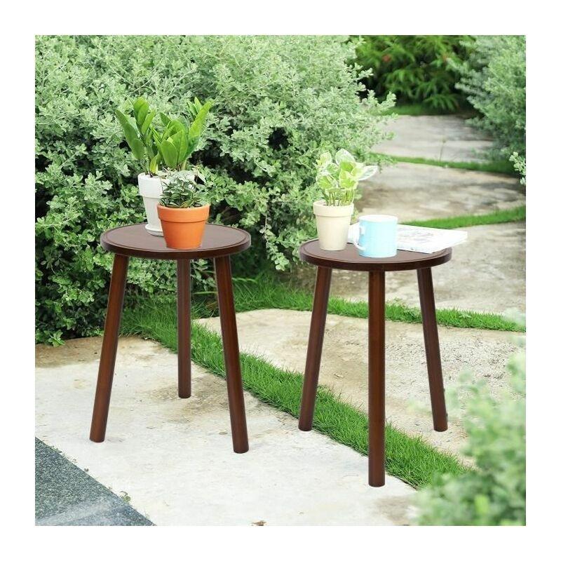 Kahverengi Bambu Hafif Dayanıklı Mantar Yan Sehpa-31x31x42 cm - 112734