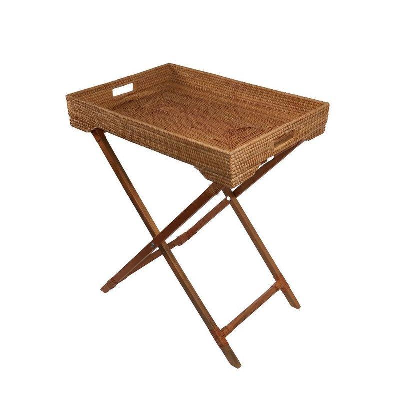 Kahverengi Bambu Hasır Katlanır Zigon Sehpa 66 cm x 43 cm x 76 cm - 108262