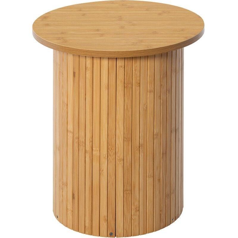 Kahverengi Bambu Saten Yüzey Mantar Yan Sehpa-40x40x45 cm - 112730