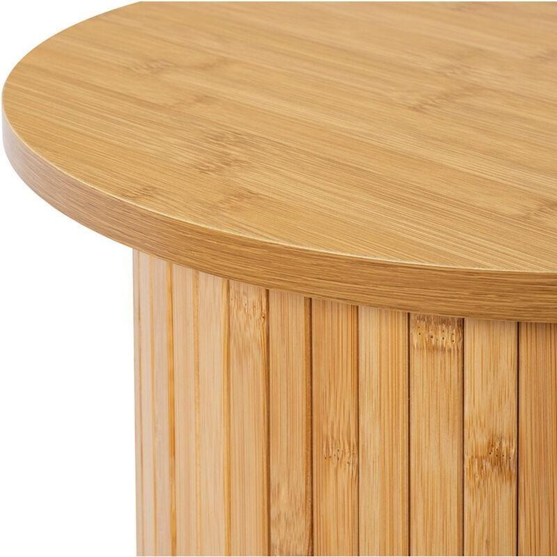 Kahverengi Bambu Saten Yüzey Mantar Yan Sehpa-40x40x45 cm - 112730