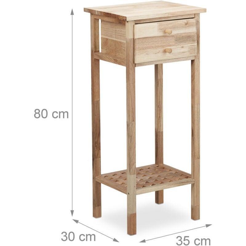 Kahverengi Ceviz Çekmeceli Bohem Yan Sehpa-80x35x30 cm - 110982