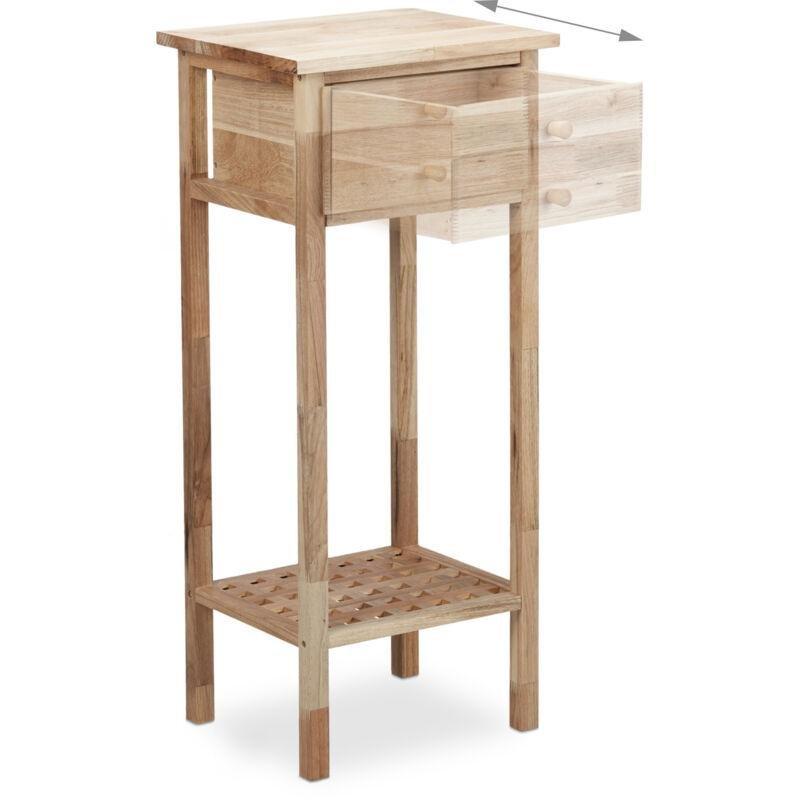 Kahverengi Ceviz Çekmeceli Bohem Yan Sehpa-80x35x30 cm - 110982