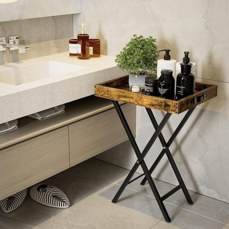 Kahverengi Endüstriyel Ahşap Çanta Zigon Sehpa 48x36x65 cm 2'li Set - 108766