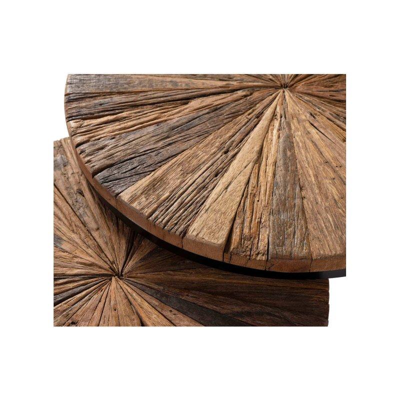 Kahverengi Geri Dönüştürülmüş Ahşap Üçlü Zigon Sehpa 45 cm - 106285