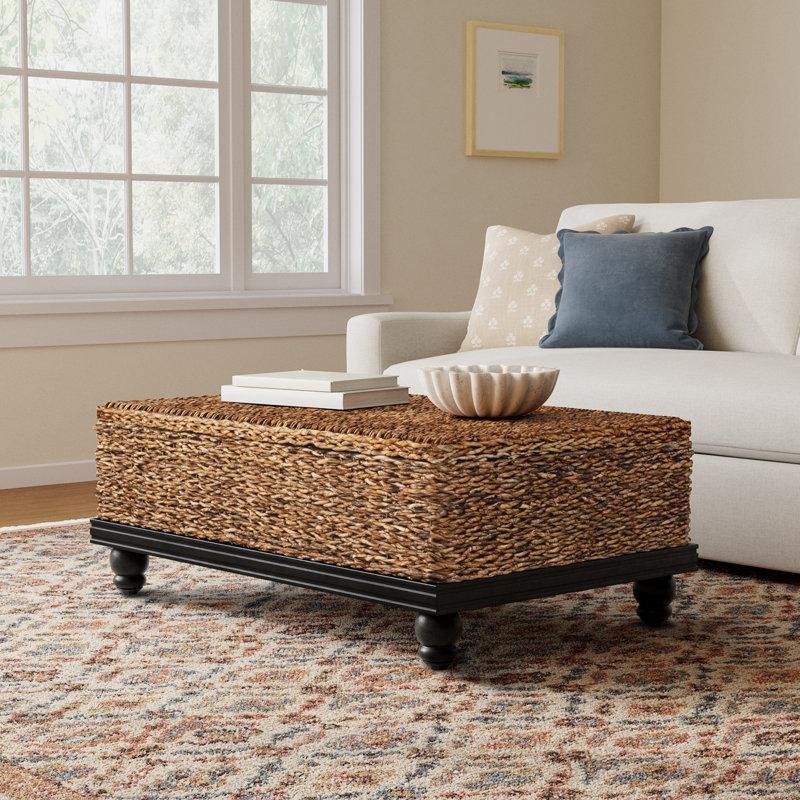 Kahverengi Hasır 120x76 cm Çekmeceli Renkli Orta Sehpa - 105454