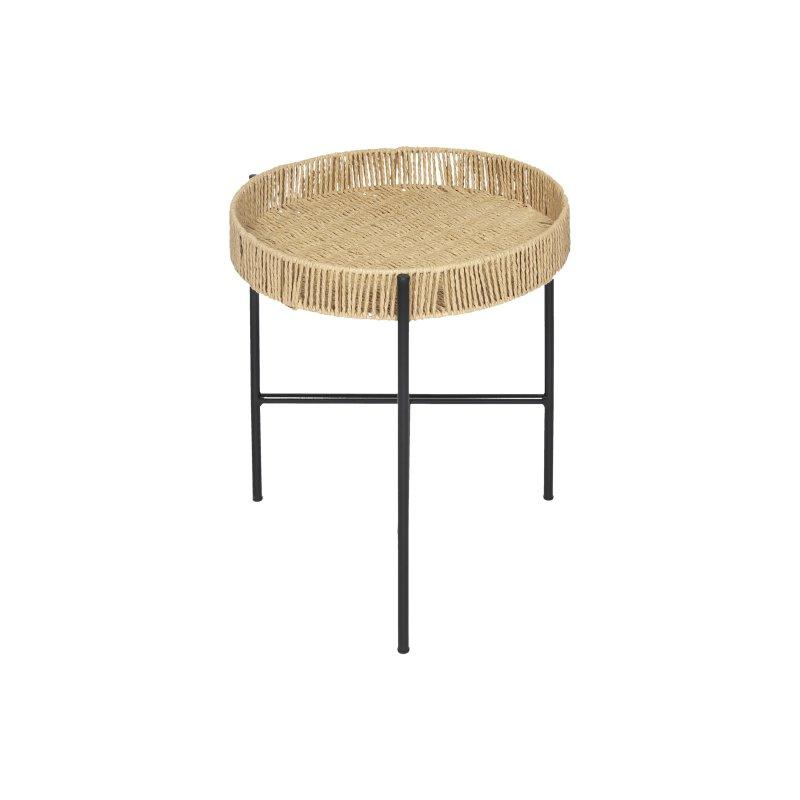 Kahverengi Hasır 2'li Yuvarlak Metal Zigon Sehpa 41 cm - 106510