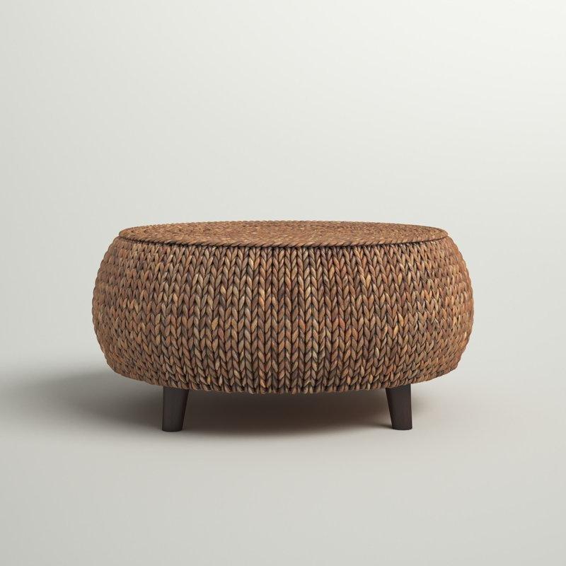 Kahverengi Hasır Yuvarlak Bohem Orta Sehpa 84 cm - 105247