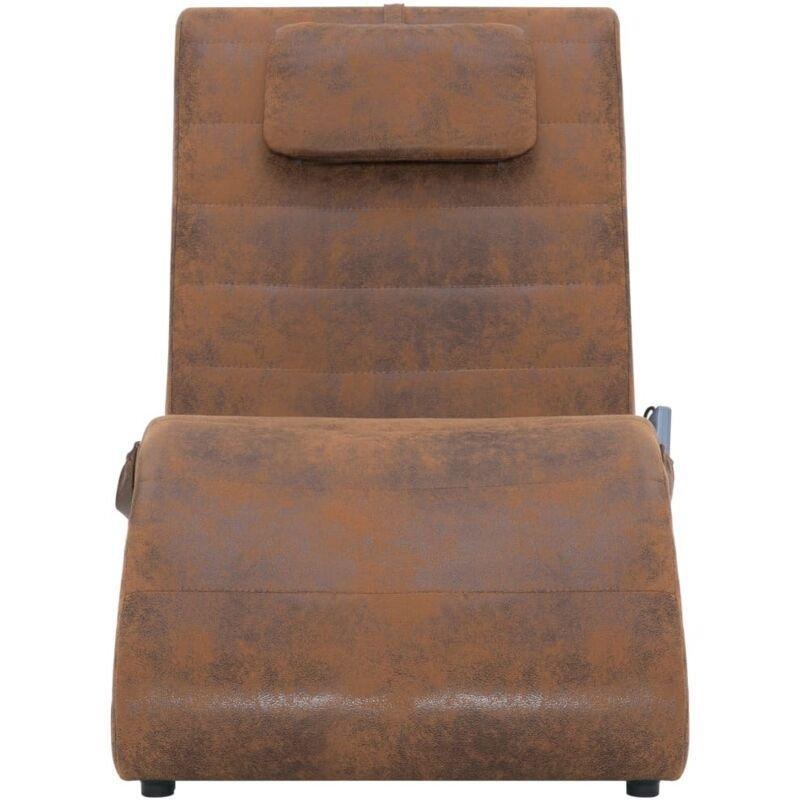Kahverengi Isıtmalı Masajlı Dinlenme Koltuğu Başlıklı 144 x 59 x 79 cm Suni Süet Deri - 108923