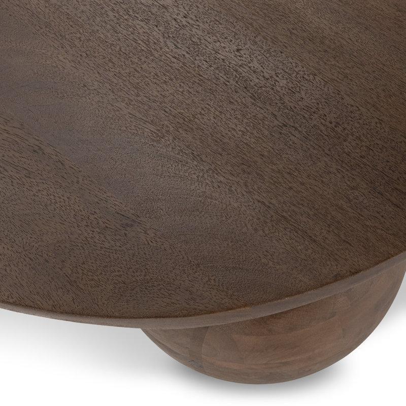 Kahverengi Mango Masif Ahşap Top Ayaklı Yuvarlak Orta Sehpa 92x92x38 cm - 105928