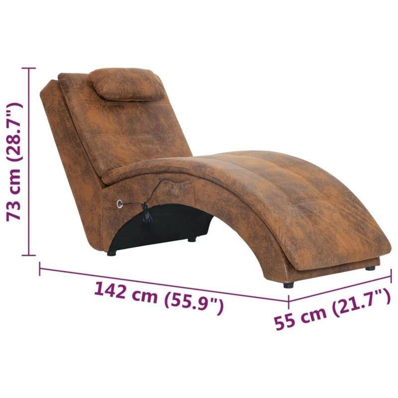 Kahverengi Masaj ve Isıtma Fonksiyonlu Dinlenme Koltuğu 142 x 55 x 73 cm Suni Süet Deri - 109280