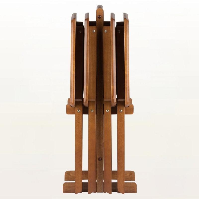 Kahverengi Masif Ahşap Çanta Zigon Sehpa 5'li Set 59 cm x 39 cm - 108787