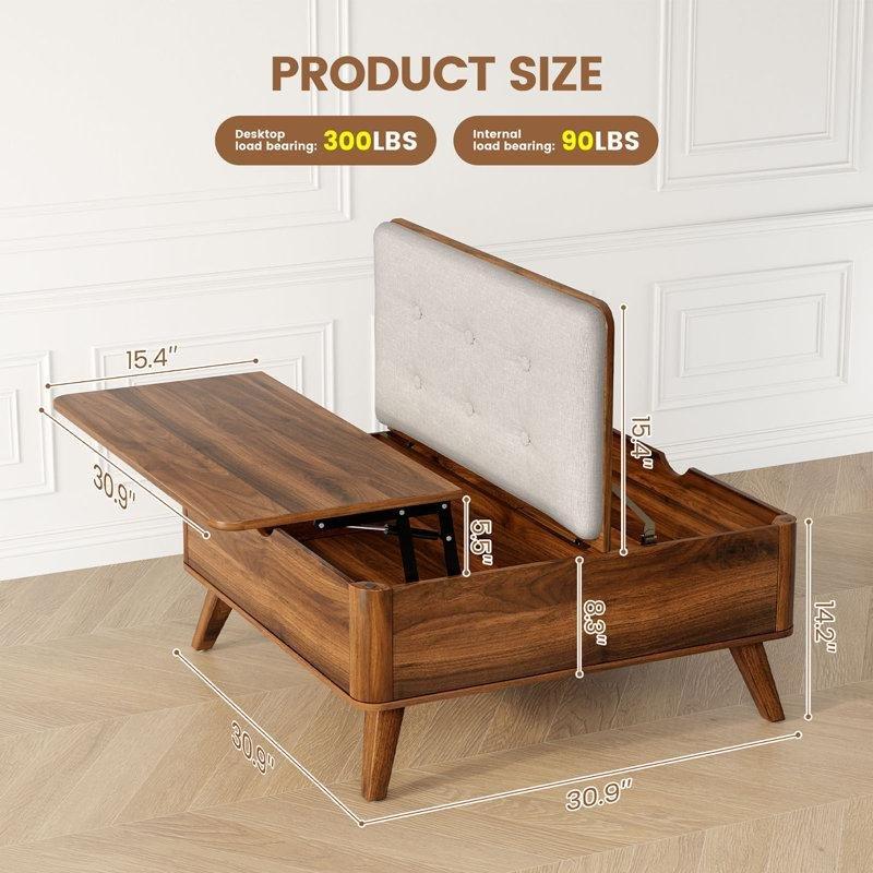 Kahverengi Masif Ahşap Kaldırmalı Orta Sehpa 76 cm - 104854