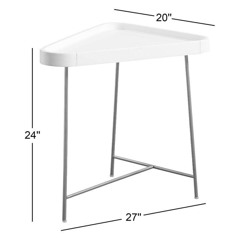 Kahverengi Masif Ahşap Kaplamalı Tepsili Üçgen Yan Sehpa-61x69x51 cm - 113217