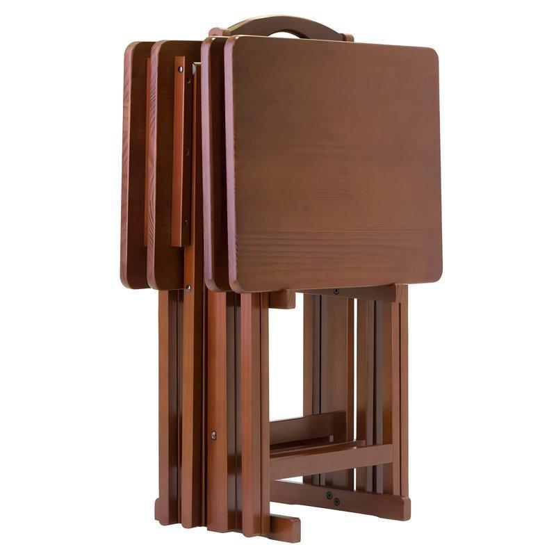 Kahverengi Masif Ahşap Katlanır Zigon Sehpa 37x48 cm - 108256