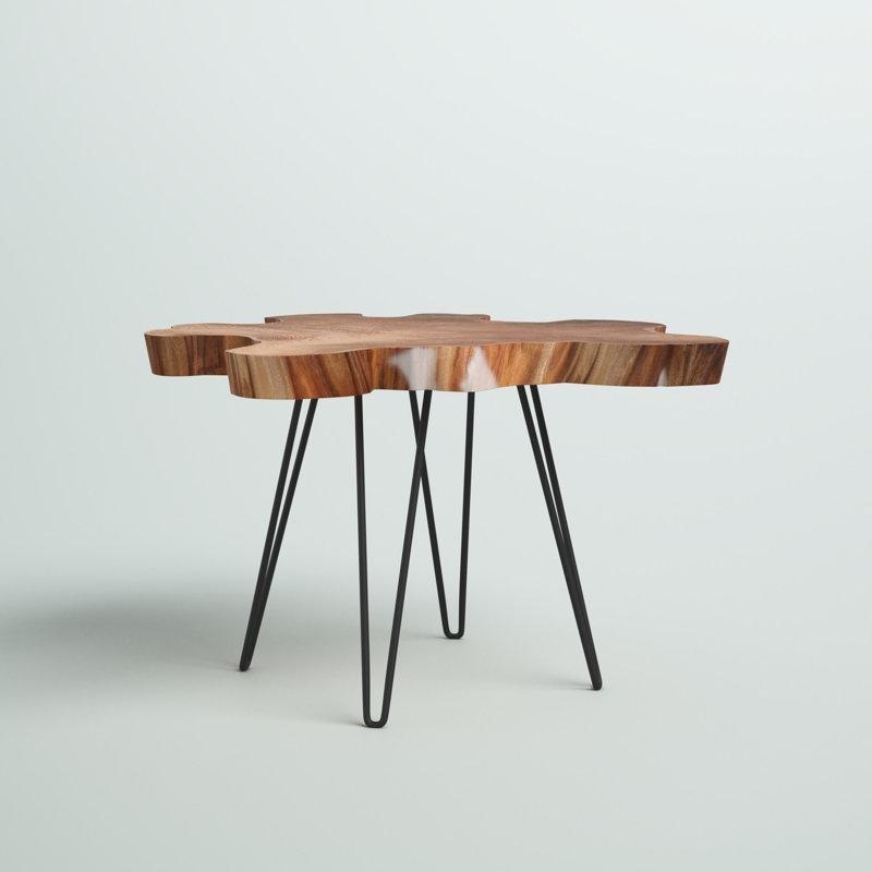 Kahverengi Masif Ahşap Kütük Orta Sehpa 81x81 cm - 105319