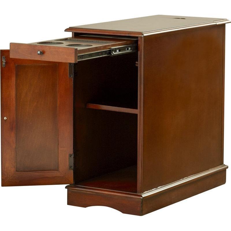 Kahverengi Masif Ahşap MDF Şarj İstasyonlu Gazetelik Yan Sehpa-61x31x61 cm - 112899