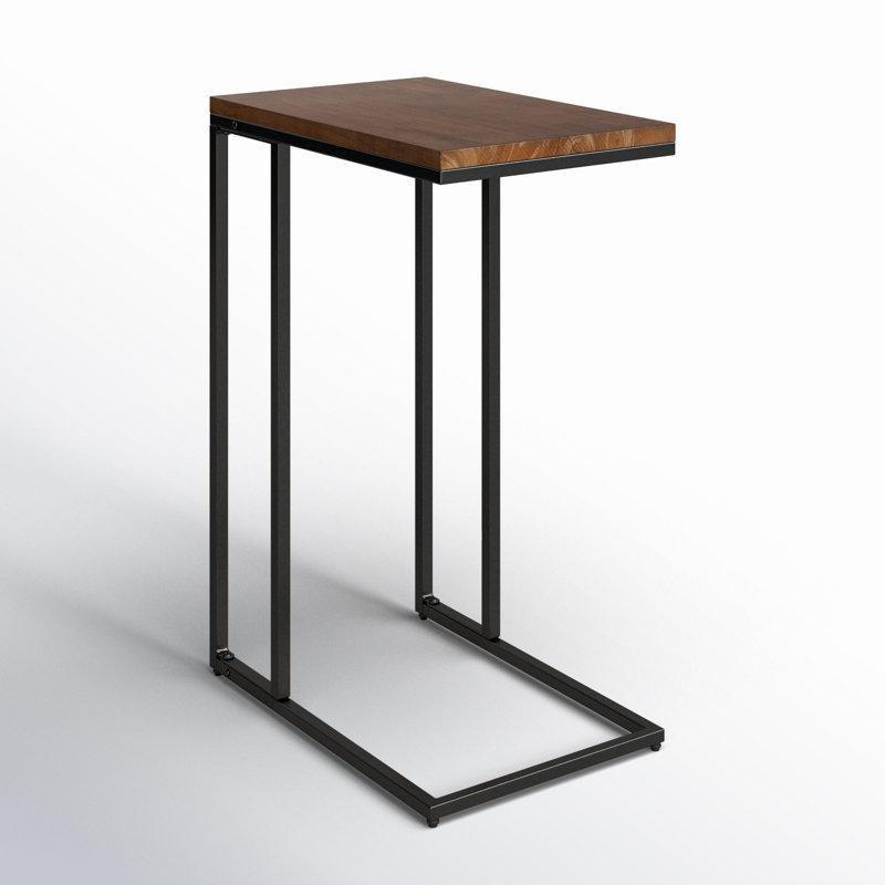 Kahverengi Masif Ahşap Tablalı Katlanır C Ayaklı Laptop Sehpası-47x31x68 cm - 113307
