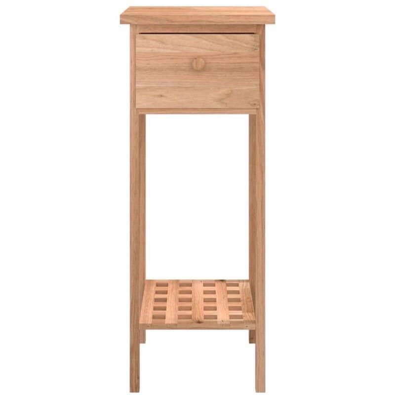 Kahverengi Masif Ceviz Yağlı Yüzey Çekmeceli Ahşap Yan Sehpa-25x25x60 cm - 110695