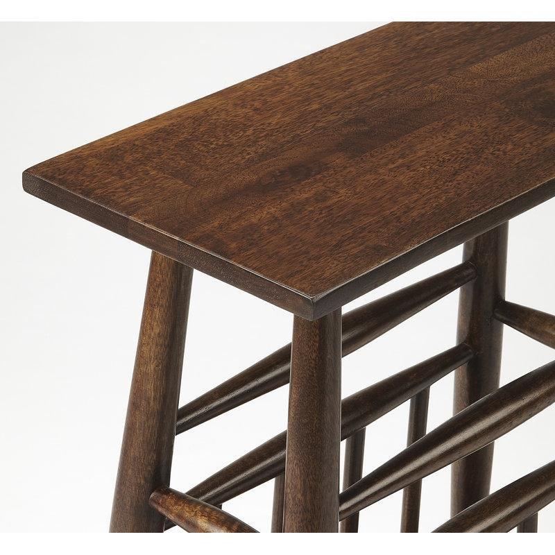 Kahverengi Masif Mango Ahşap Cepli Gazetelik Yan Sehpa-61x51x26 cm - 112890