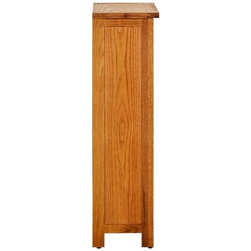 Kahverengi Masif Meşe Ahşap 3 Raflı Bohem Yan Sehpa-45x23x82 cm - 111063